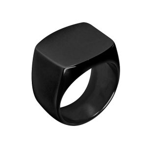 Chevalière acier inoxydable noir à personnaliser (Logo)